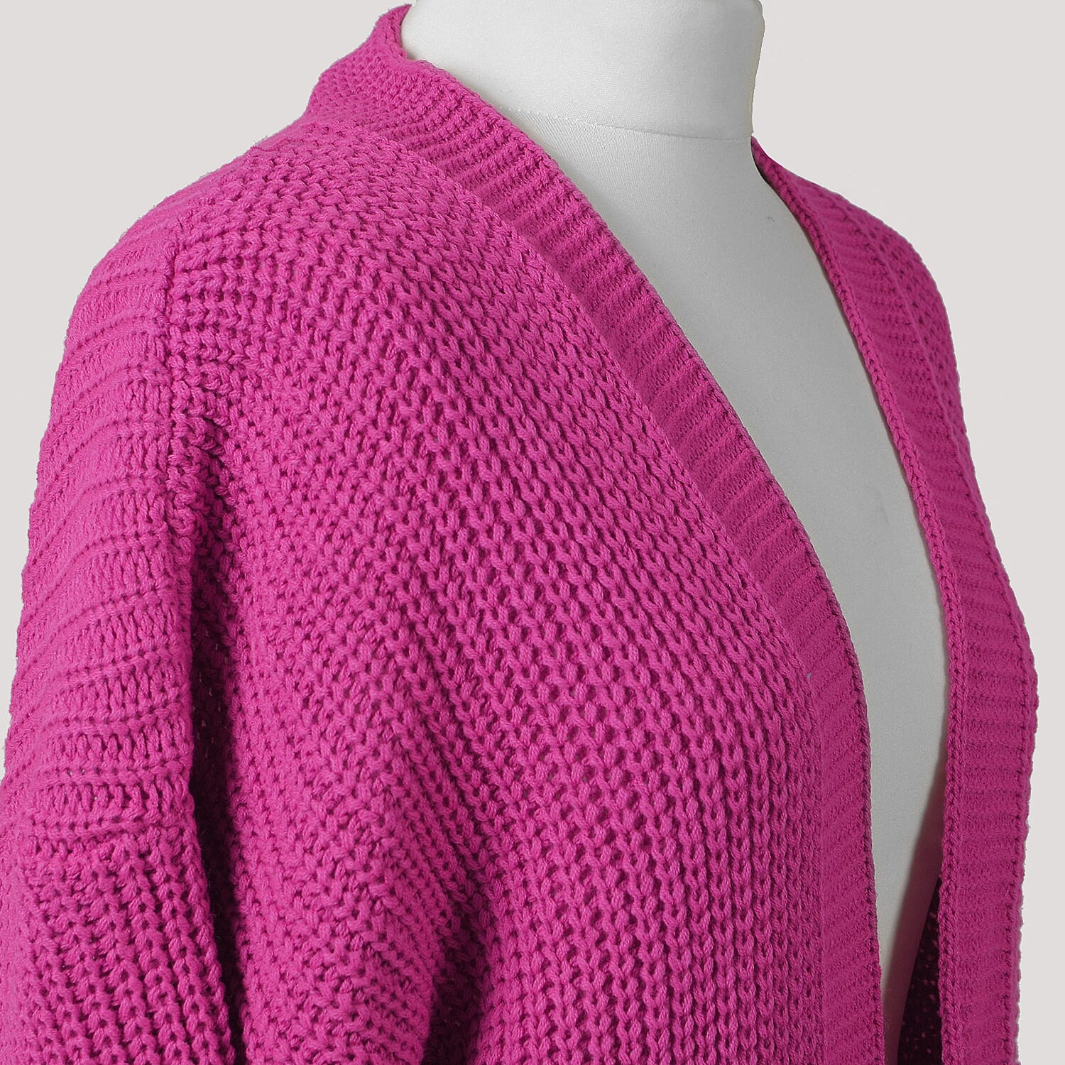 Nova of London Edge to Edge Knitted Long Cardigan (One Size) - Magenta