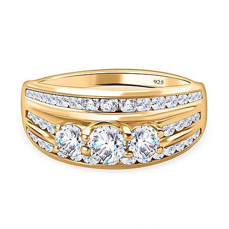 Moissanite Ring in Sterling Silver with 18K Vermeil Yellow Gold 1.25 Ct.
