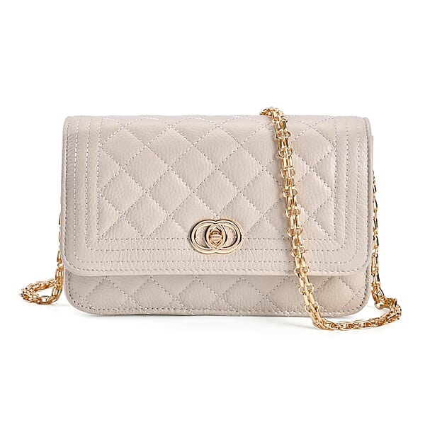 Elegant Diamond Pattern Cowhide Shoulder Bag