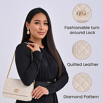 https://tjcuk.sirv.com/Products/74/8/7486678/Genuine-Leather-Quilted-Diamond-Pattern-Shoulder-Bag-with-Panther-Link_7486678_2.jpg?w=342&h=342