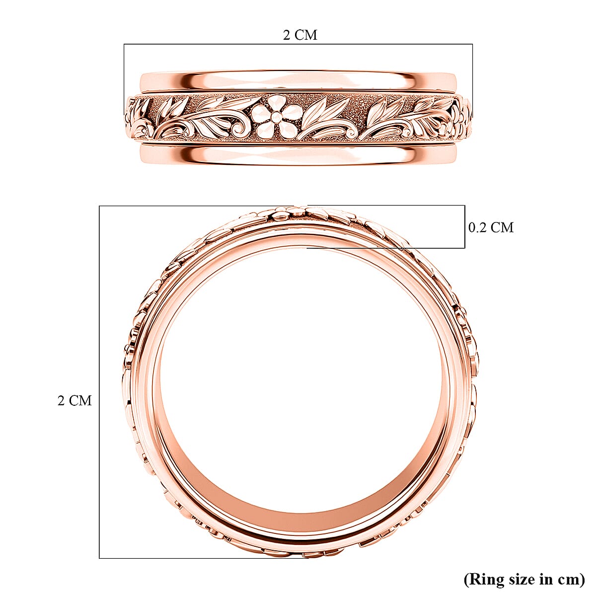 D'Joy - Floral Vine Spinner Ring in 18K Vermeil Rose Gold Plated Sterling Silver