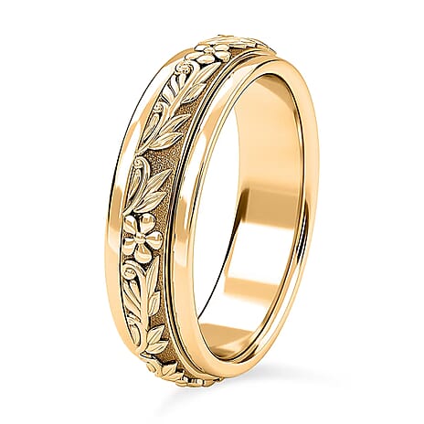 Floral Leaf Spinner Ring in 18K Vermeil Yellow Gold Plated Sterling Silver