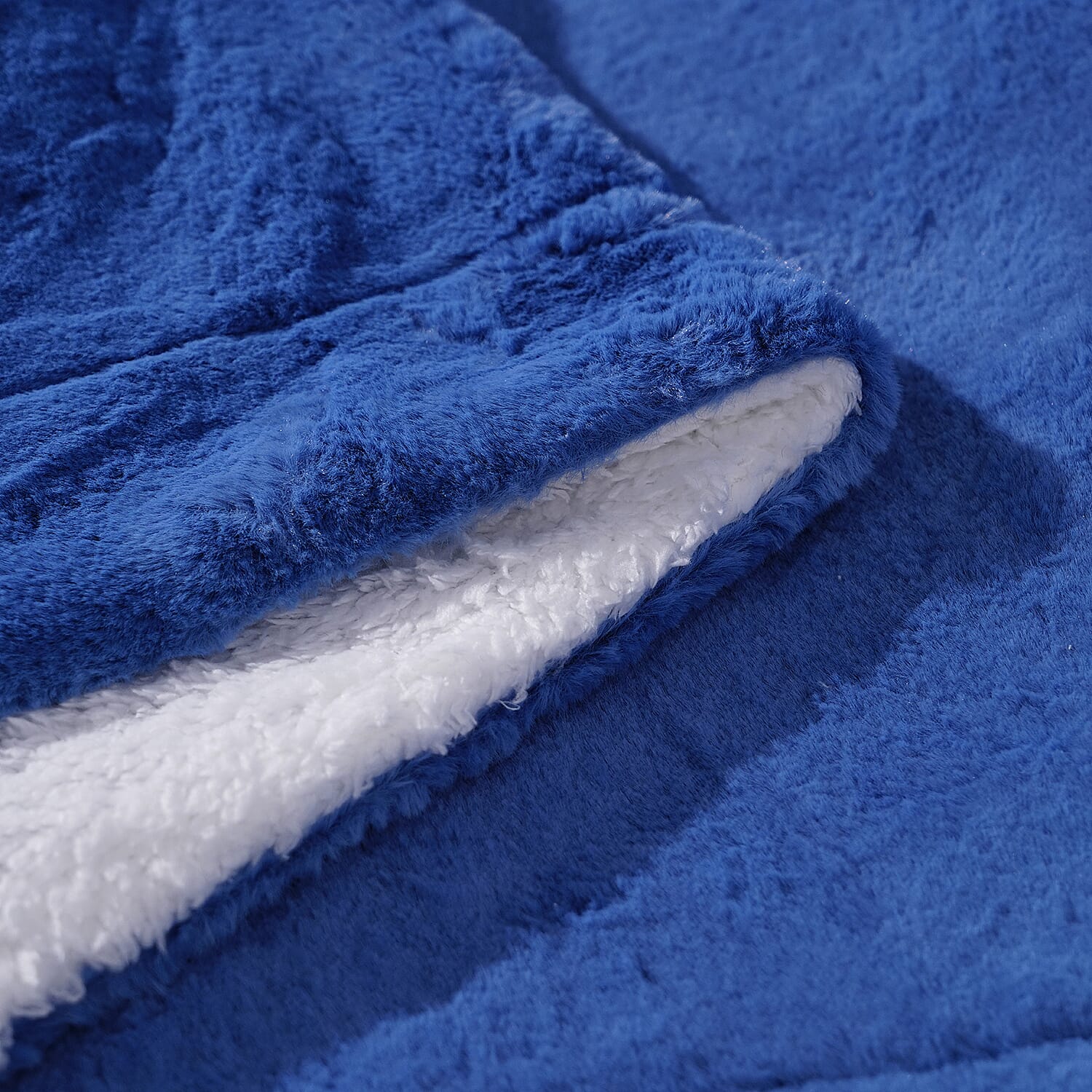 Faux Rabbit Fur Double Layer Blanket (Size-200x150cm) - Navy