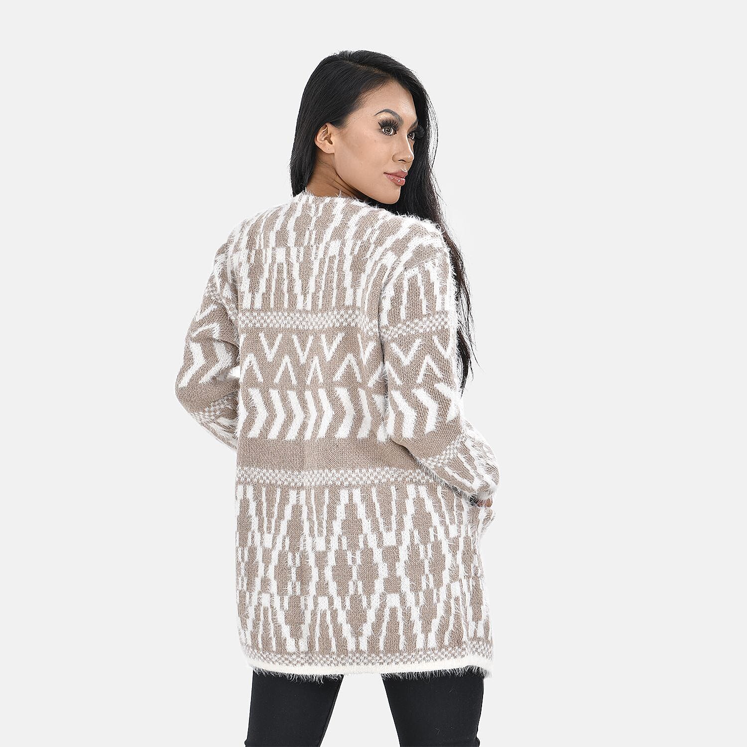 Tamsy Winter Coatigan (One size up to 20) - Brown - White