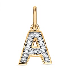 Diamond Initial S Pendant in 18K Vermeil Yellow Gold Plated Sterling Silver 0.15 Ct
