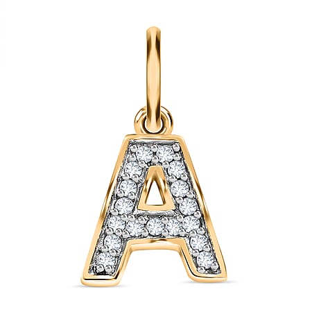 Diamond Initial A Pendant in 18K Vermeil Yellow Gold Plated Sterling Silver 0.15 Ct