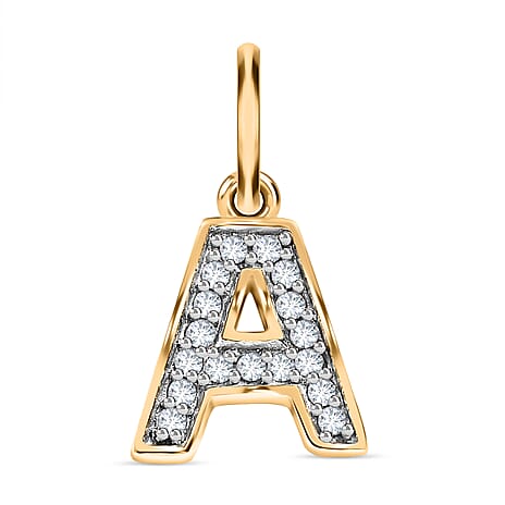 Diamond Initial B Pendant in 18K Vermeil Yellow Gold Plated Sterling Silver 0.17 Ct