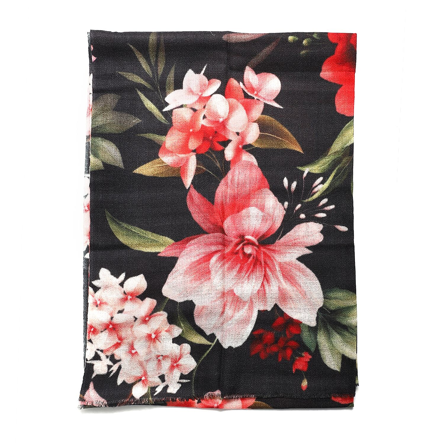 La Marey 100% Cashmere Printed Scarf (Size 190x70 cm) - Dark Grey