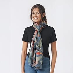 La Marey 100% Cashmere Printed Scarf (Size 190x70 cm) - Dark Grey