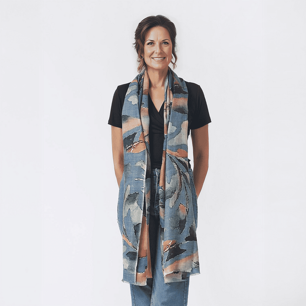 La Marey 100% Cashmere Printed Scarf (Size 190x70 cm) - Coral