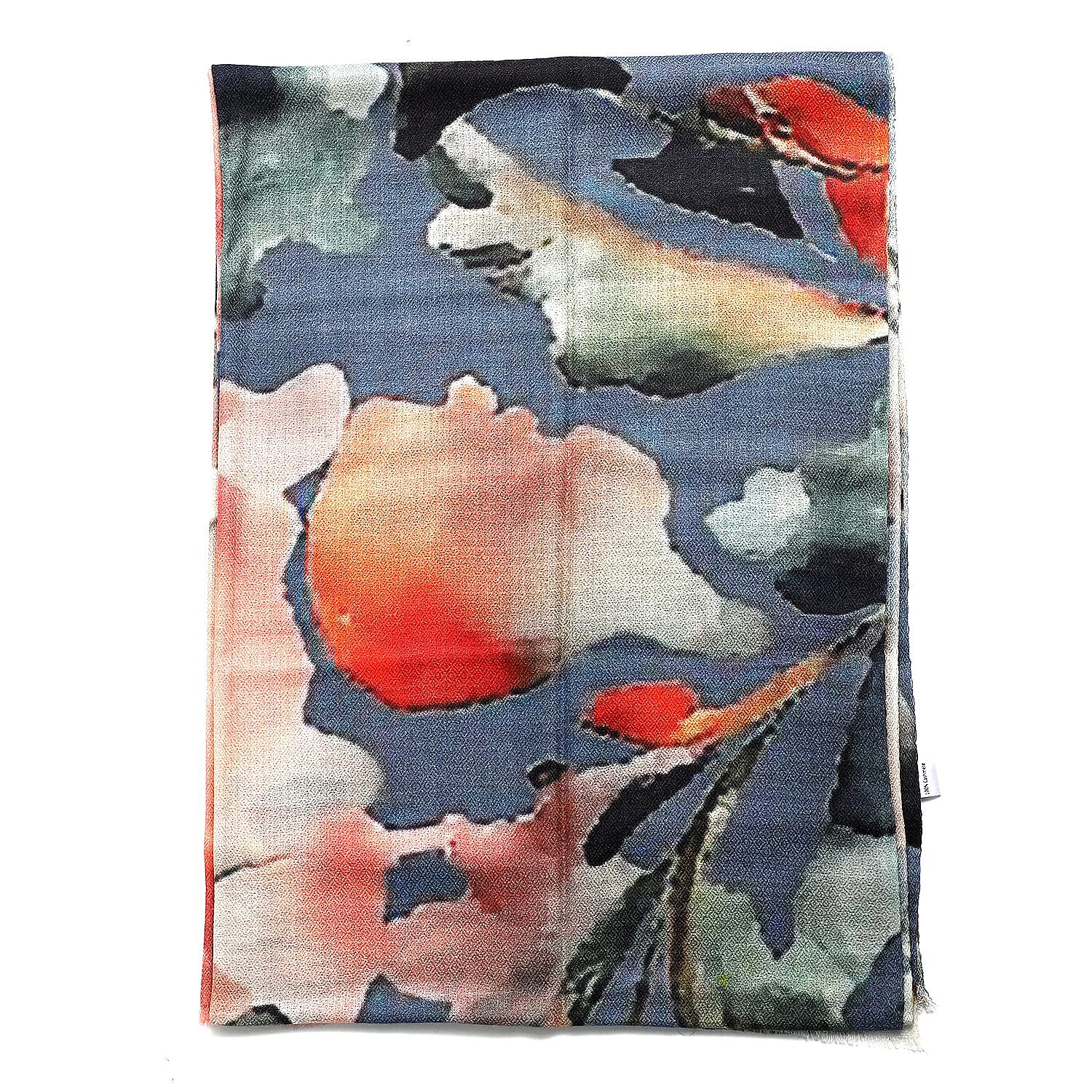 La Marey 100% Cashmere Printed Scarf (Size 190x70 cm) - Coral