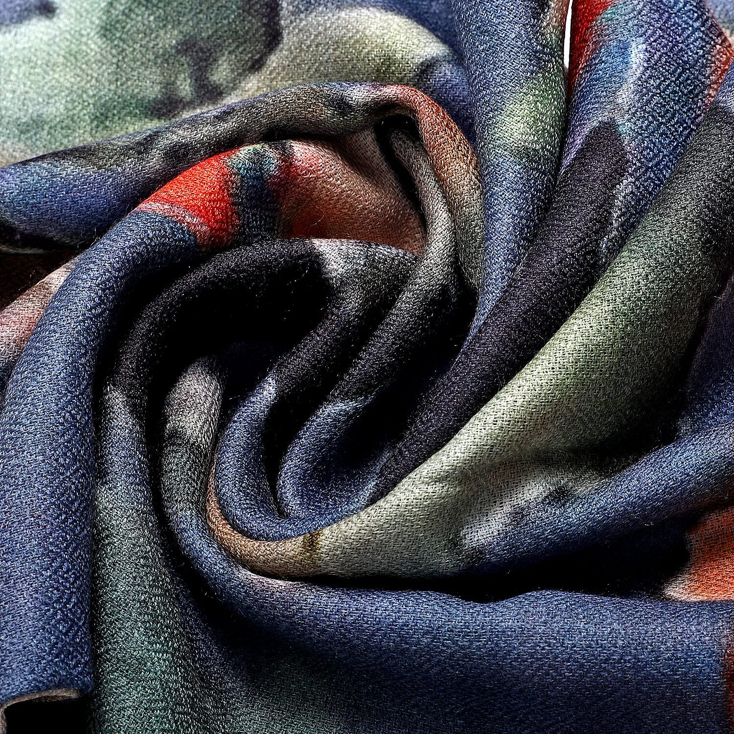 La Marey 100% Cashmere Printed Scarf (Size 190x70 cm) - Coral