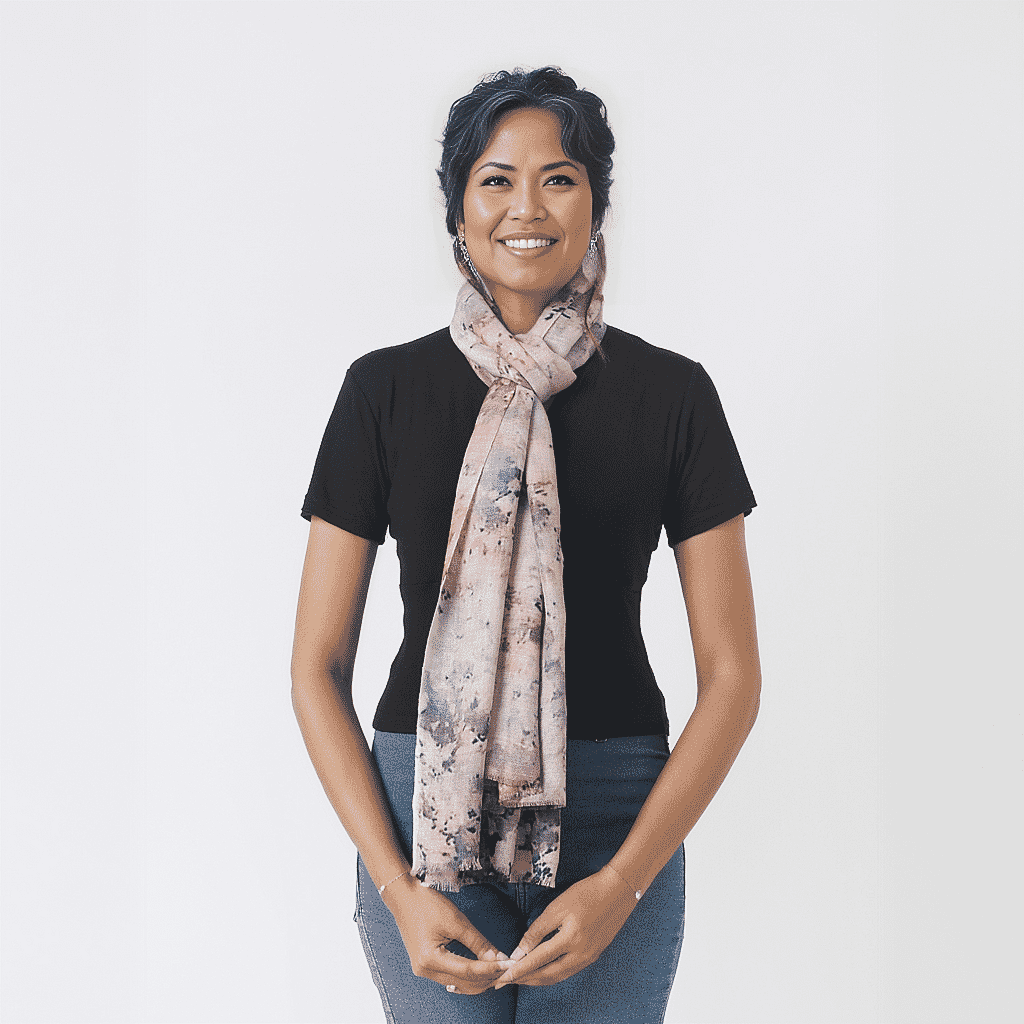 La Marey 100% Cashmere Printed Scarf (Size 190x70 cm) - Lilac