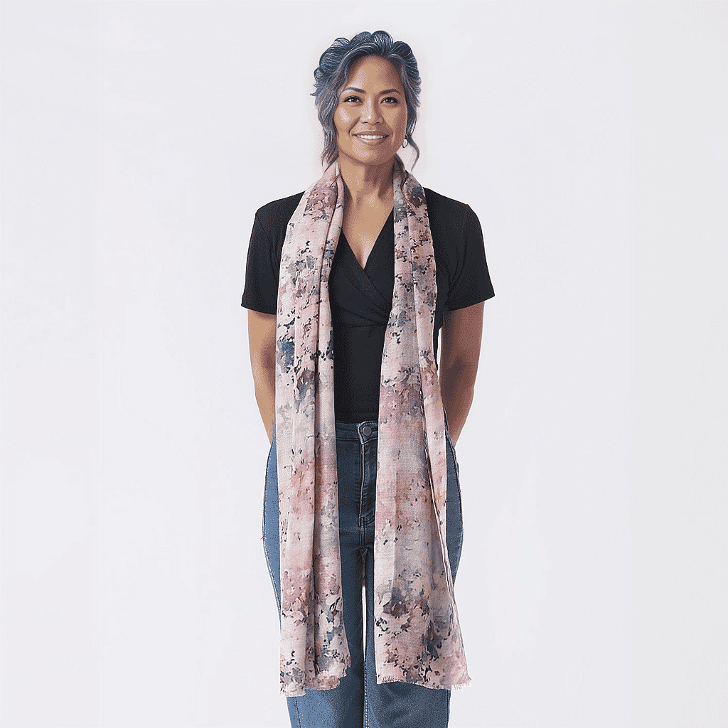 La Marey 100% Cashmere Printed Scarf (Size 190x70 cm) - Lilac