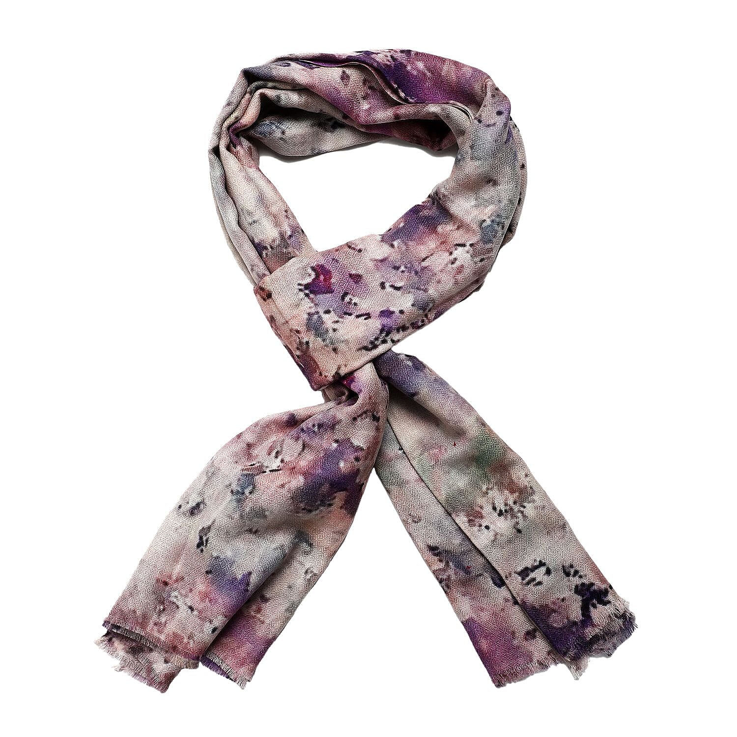 La Marey 100% Cashmere Printed Scarf (Size 190x70 cm) - Lilac
