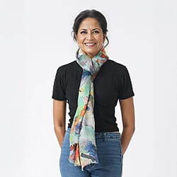 La Marey 100% Cashmere Printed Scarf (Size 190x70 cm) - Dark Grey