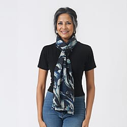 La Marey 100% Cashmere Printed Scarf (Size 190x70 cm) - Dark Grey