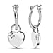 Diamond Earrings with Clasp in Platinum Overlay Sterling Silver