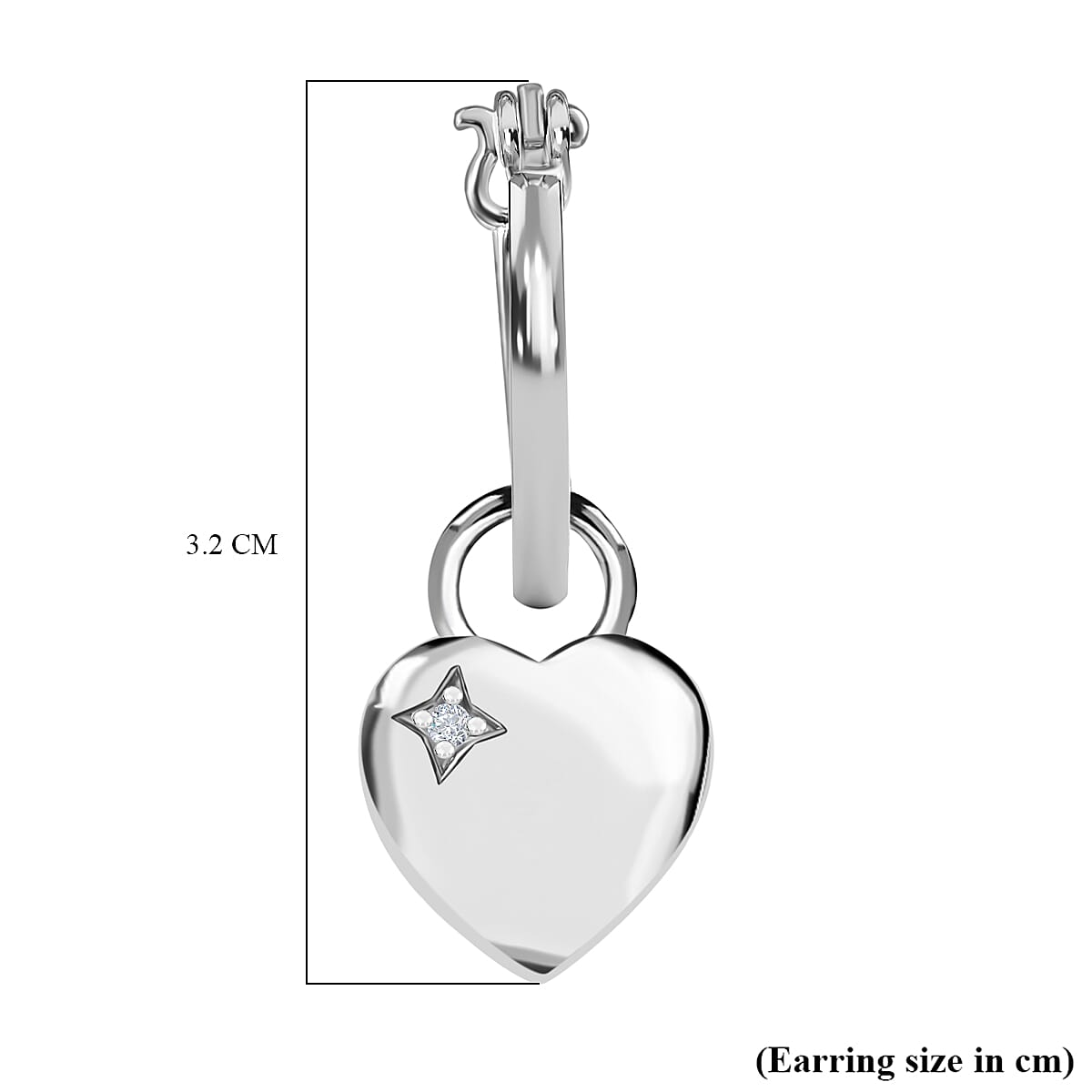 Natural White Diamond Earrings with Clasp in Platinum Overlay Sterling Silver, Silver Wt. 5.97 Gms.