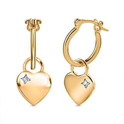 Diamond Earrings with Clasp in Platinum Overlay Sterling Silver