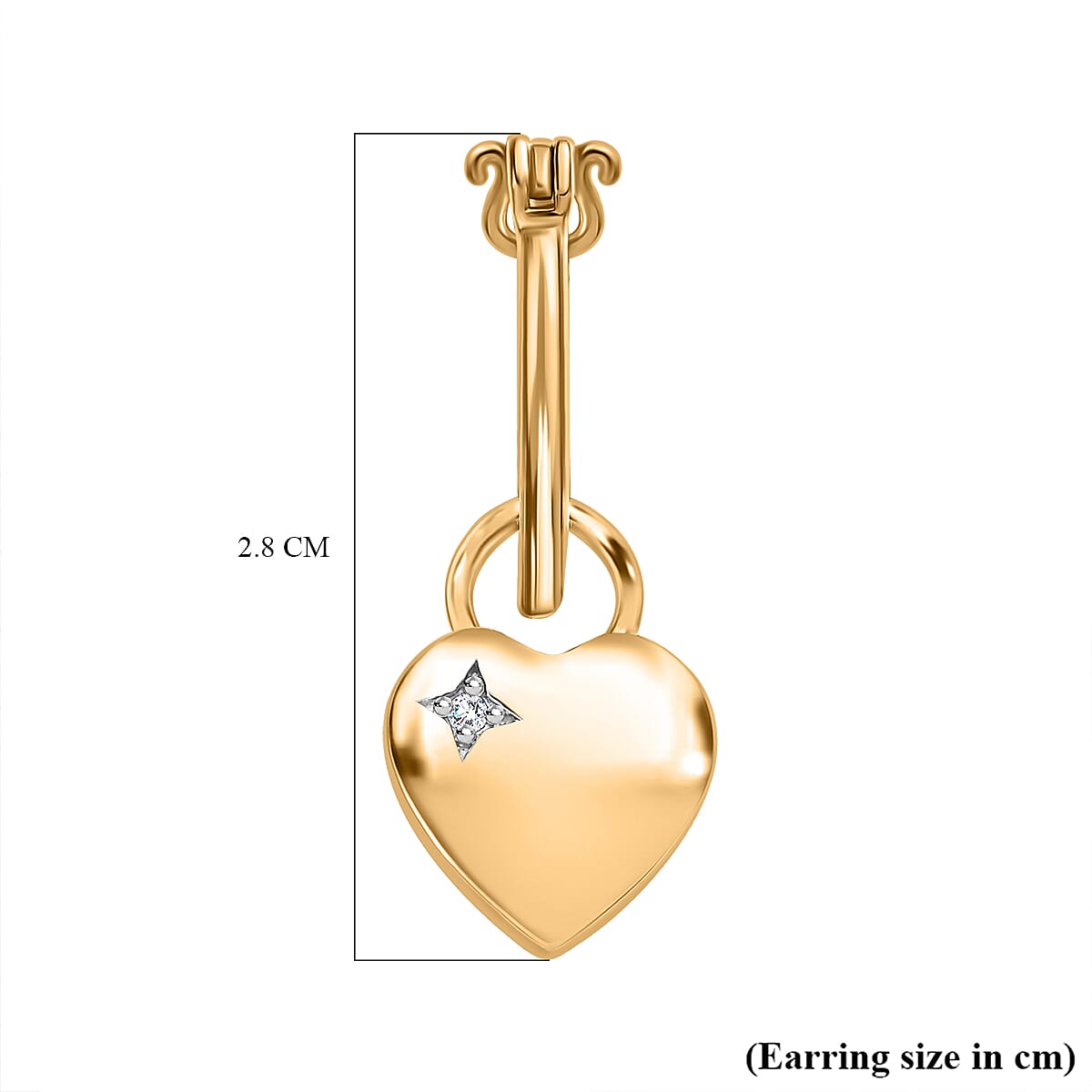 Diamond Earrings with Clasp in 18K Vermeil Yellow Gold Plated Sterling Silver, Silver Wt. 6.02 Gms Diamond Earrings with Clasp in 18K Vermeil Yellow Gold Plated Sterling Silver, Silver Wt. 6.02 Gms