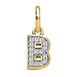 Diamond Initial S Pendant in 18K Vermeil Yellow Gold Plated Sterling Silver 0.15 Ct