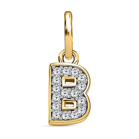 Diamond Initial B Pendant in 18K Vermeil Yellow Gold Plated Sterling Silver 0.15 Ct Diamond Initial B Pendant in 18K Vermeil Yellow Gold Plated Sterling Silver 0.15 Ct