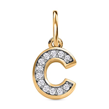Diamond Initial C Pendant in 18K Vermeil Yellow Gold Plated Sterling Silver 0.15 Ct Diamond Initial C Pendant in 18K Vermeil Yellow Gold Plated Sterling Silver 0.15 Ct