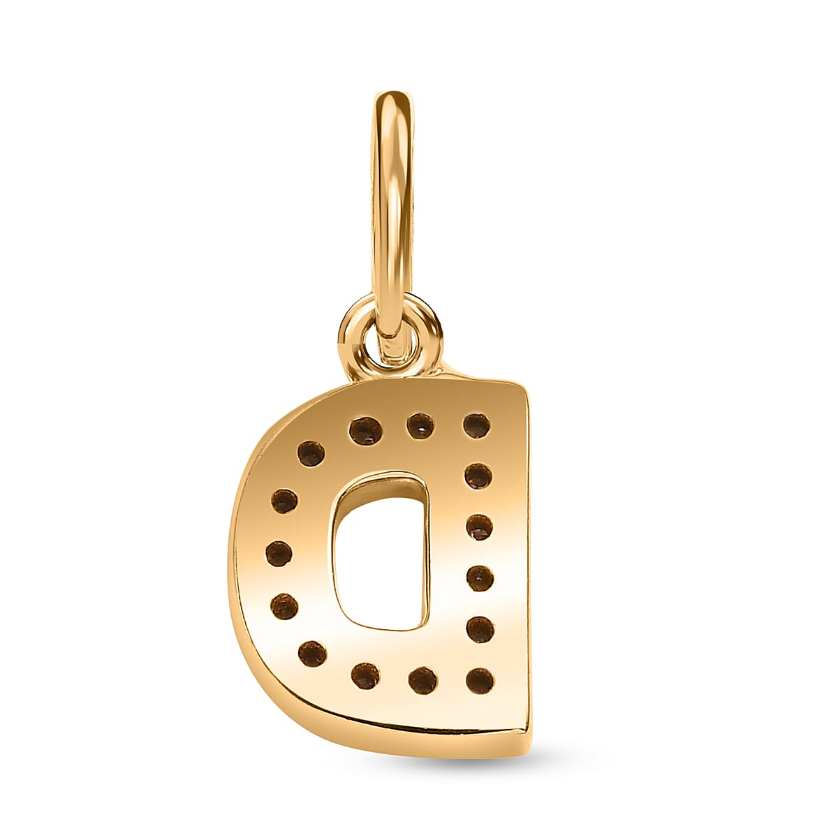 Diamond Initial D Pendant in 18K Vermeil Yellow Gold Plated Sterling Silver 0.17 Ct