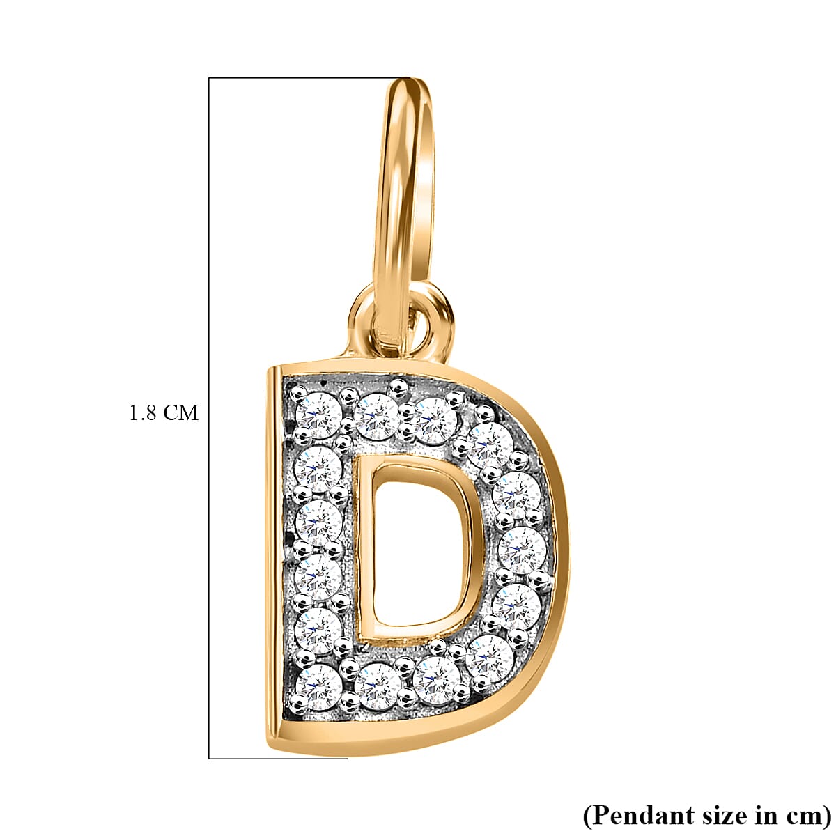 Diamond Initial D Pendant in 18K Vermeil Yellow Gold Plated Sterling Silver 0.17 Ct