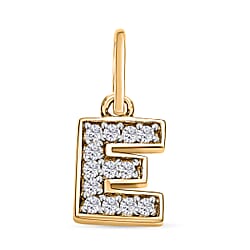 Diamond Initial S Pendant in 18K Vermeil Yellow Gold Plated Sterling Silver 0.15 Ct