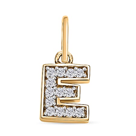 Diamond Initial E Pendant in 18K Vermeil Yellow Gold Plated Sterling Silver 0.16 Ct Diamond Initial E Pendant in 18K Vermeil Yellow Gold Plated Sterling Silver 0.16 Ct