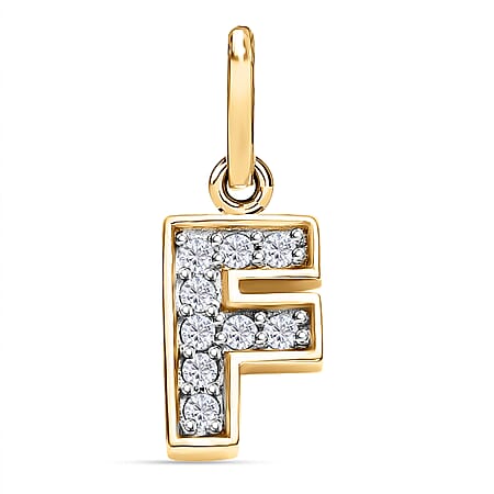 Diamond Initial F Pendant in 18K Vermeil Yellow Gold Plated Sterling Silver 0.17 Ct Diamond Initial F Pendant in 18K Vermeil Yellow Gold Plated Sterling Silver 0.17 Ct