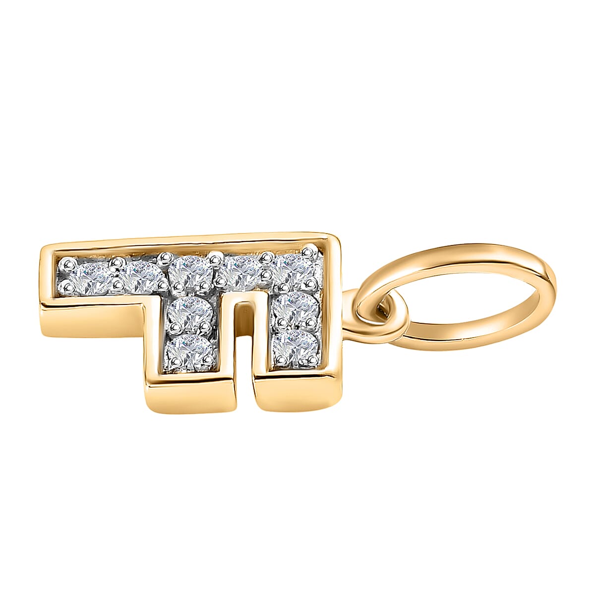 Diamond Initial F Pendant in 18K Vermeil Yellow Gold Plated Sterling Silver 0.17 Ct