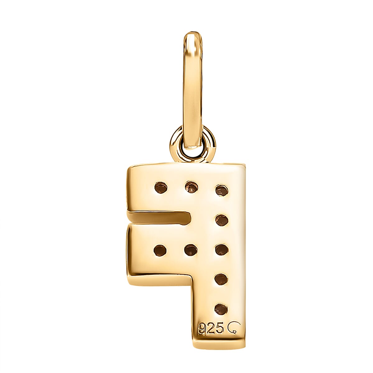 Diamond Initial F Pendant in 18K Vermeil Yellow Gold Plated Sterling Silver 0.17 Ct