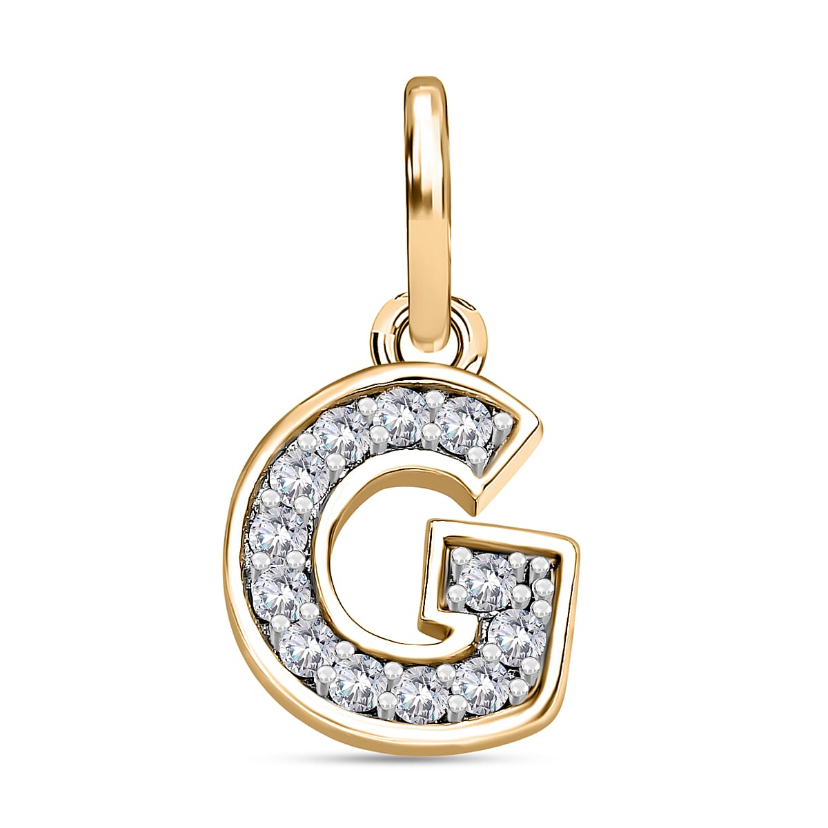 Diamond Initial G Pendant in 18K Vermeil Yellow Gold Plated Sterling Silver 0.17 Ct