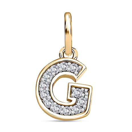 Diamond Initial G Pendant in 18K Vermeil Yellow Gold Plated Sterling Silver 0.17 Ct