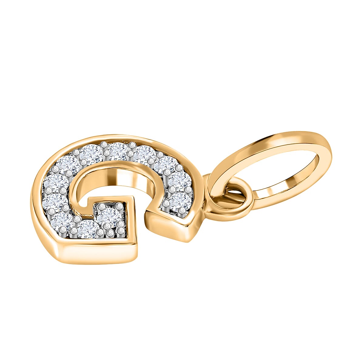 Diamond Initial G Pendant in 18K Vermeil Yellow Gold Plated Sterling Silver 0.17 Ct