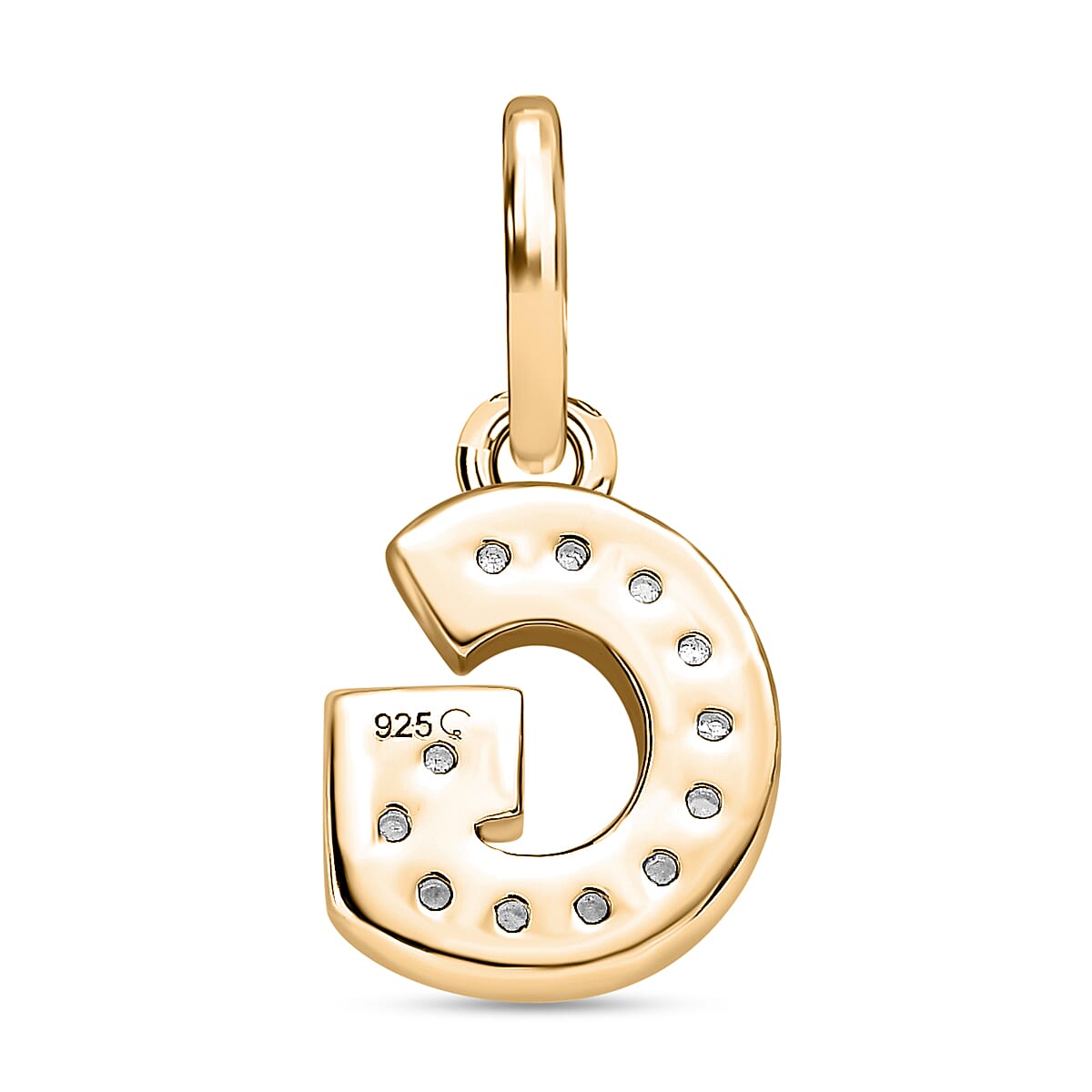 Diamond Initial G Pendant in 18K Vermeil Yellow Gold Plated Sterling Silver 0.17 Ct