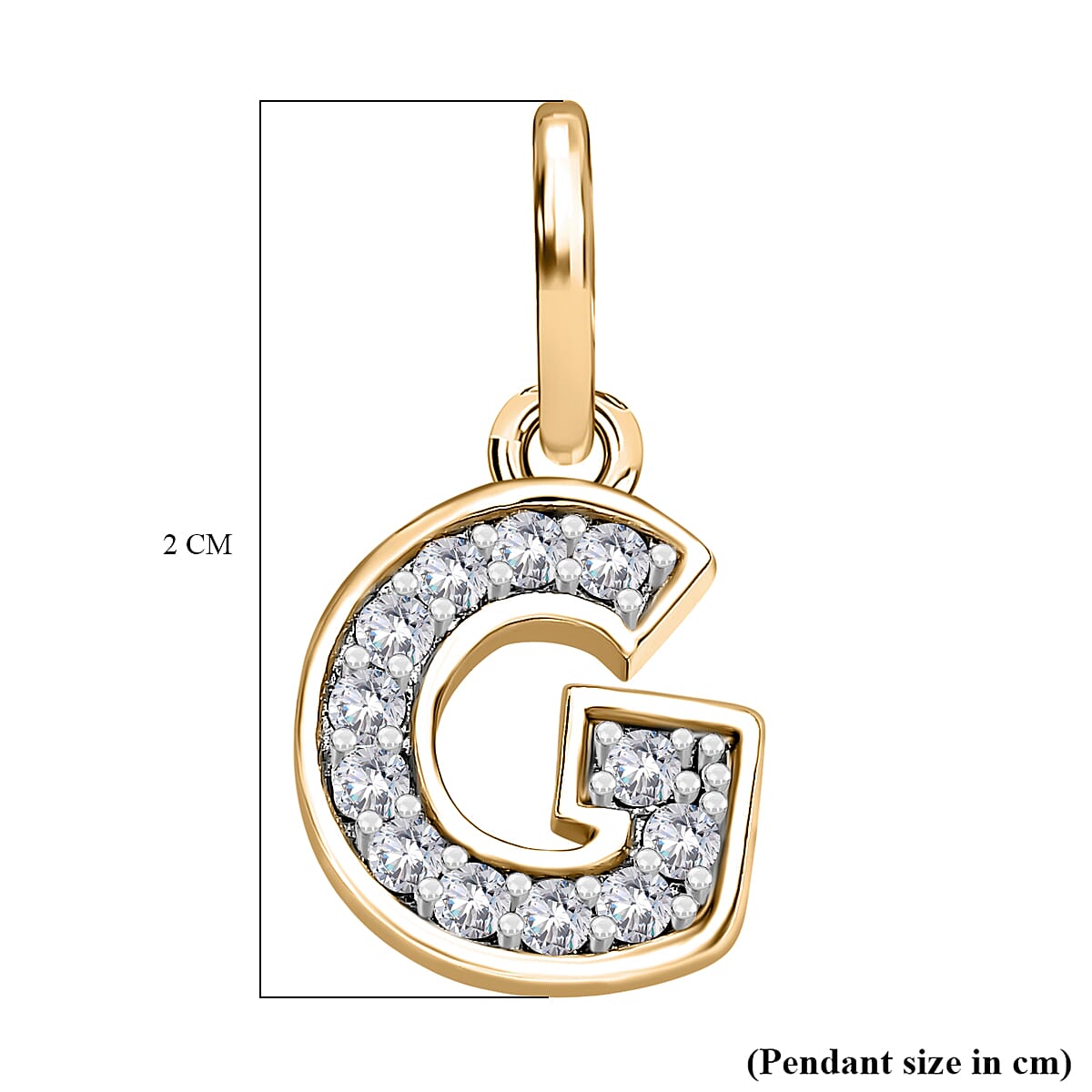 Diamond Initial G Pendant in 18K Vermeil Yellow Gold Plated Sterling Silver 0.17 Ct
