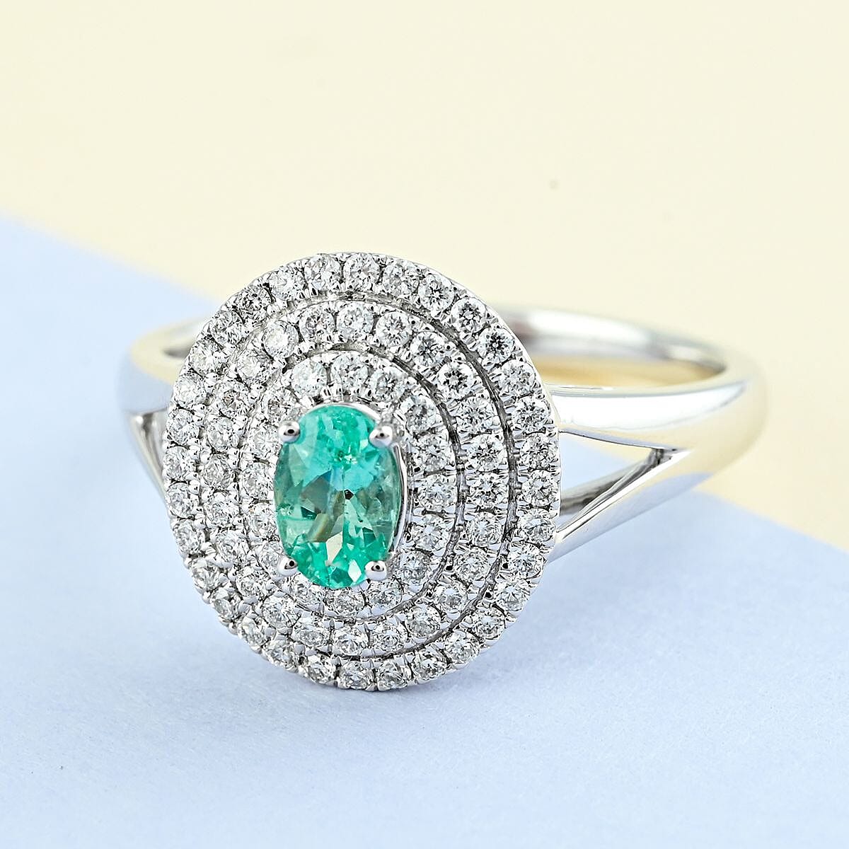 Certified and Appraised RHAPSODY 950 Platinum AAAA Paraiba Tourmaline and Diamond (VS) Ring 1.00 Ct, Platinum Wt. 7.25 Gms