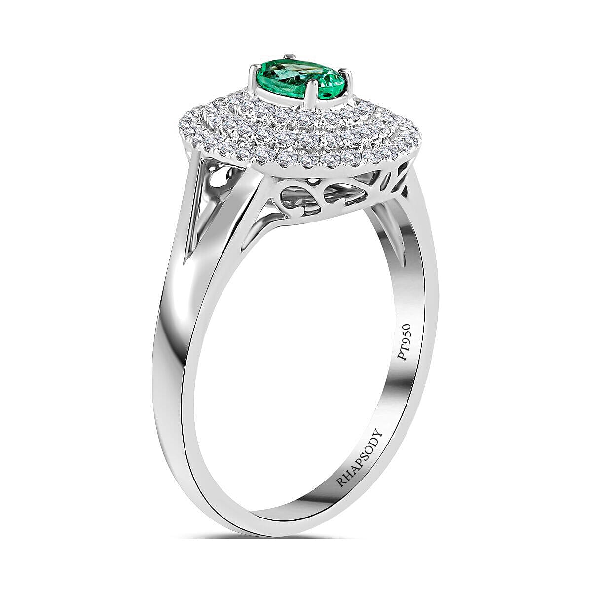 Certified and Appraised RHAPSODY 950 Platinum AAAA Paraiba Tourmaline and Diamond (VS) Ring 1.00 Ct, Platinum Wt. 7.25 Gms