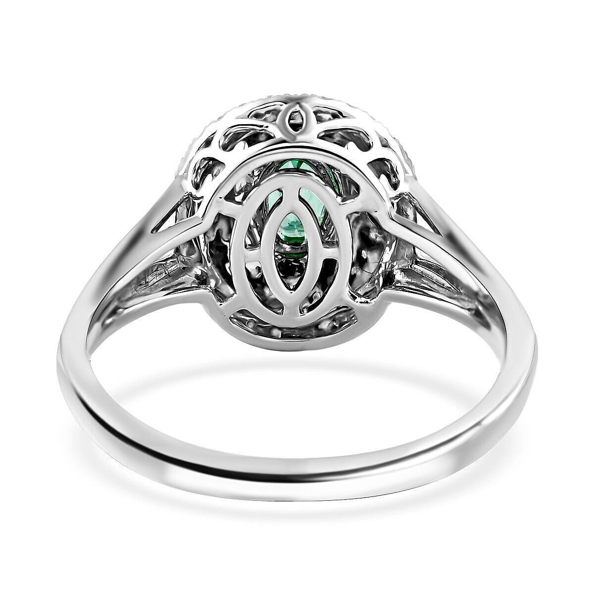 Certified and Appraised RHAPSODY 950 Platinum AAAA Paraiba Tourmaline and Diamond (VS) Ring 1.00 Ct, Platinum Wt. 7.25 Gms