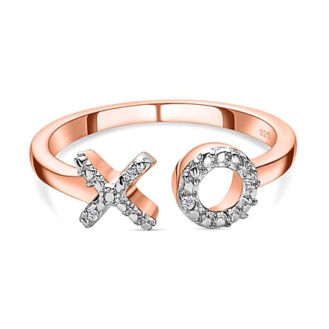 Diamond Ring in 18K Vermeil Rose Gold Plated Sterling Silver