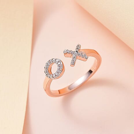 Diamond Ring in 18K Vermeil Rose Gold Plated Sterling Silver
