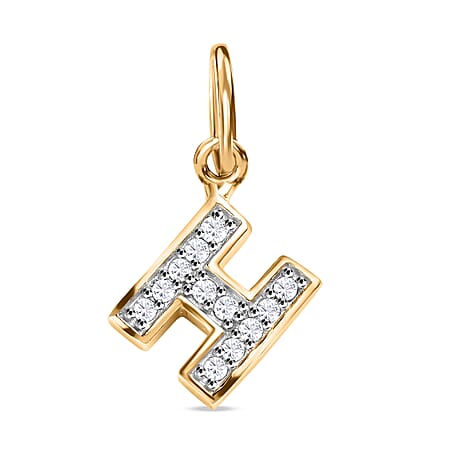 Diamond Initial H Pendant in 18K Vermeil Yellow Gold Plated Sterling Silver 0.16 Ct Diamond Initial H Pendant in 18K Vermeil Yellow Gold Plated Sterling Silver 0.16 Ct