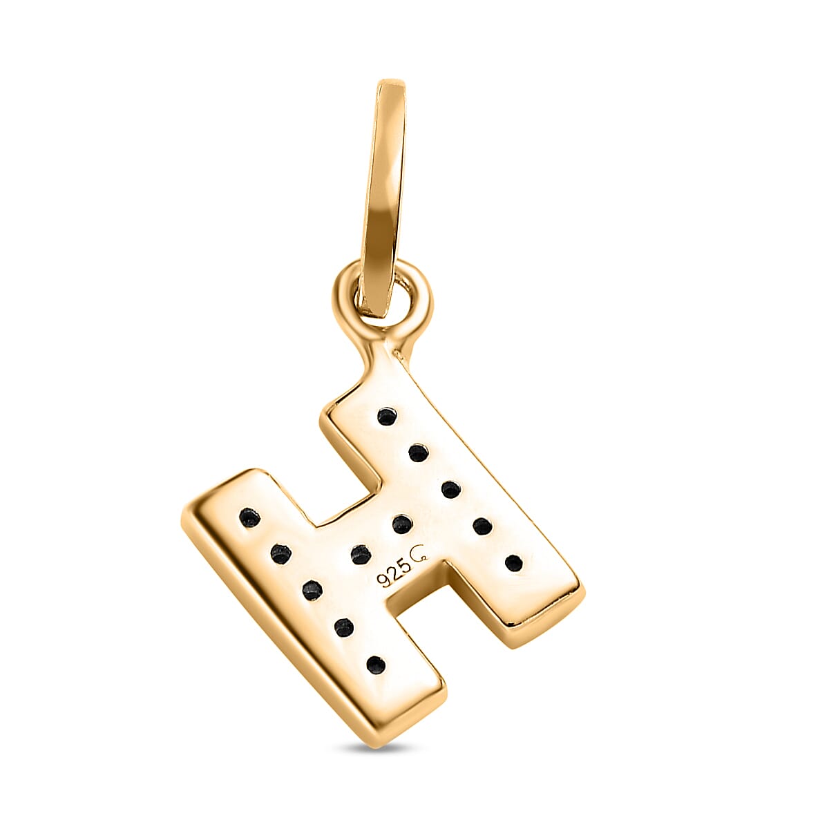 Diamond Initial H Pendant in 18K Vermeil Yellow Gold Plated Sterling Silver 0.17 Ct