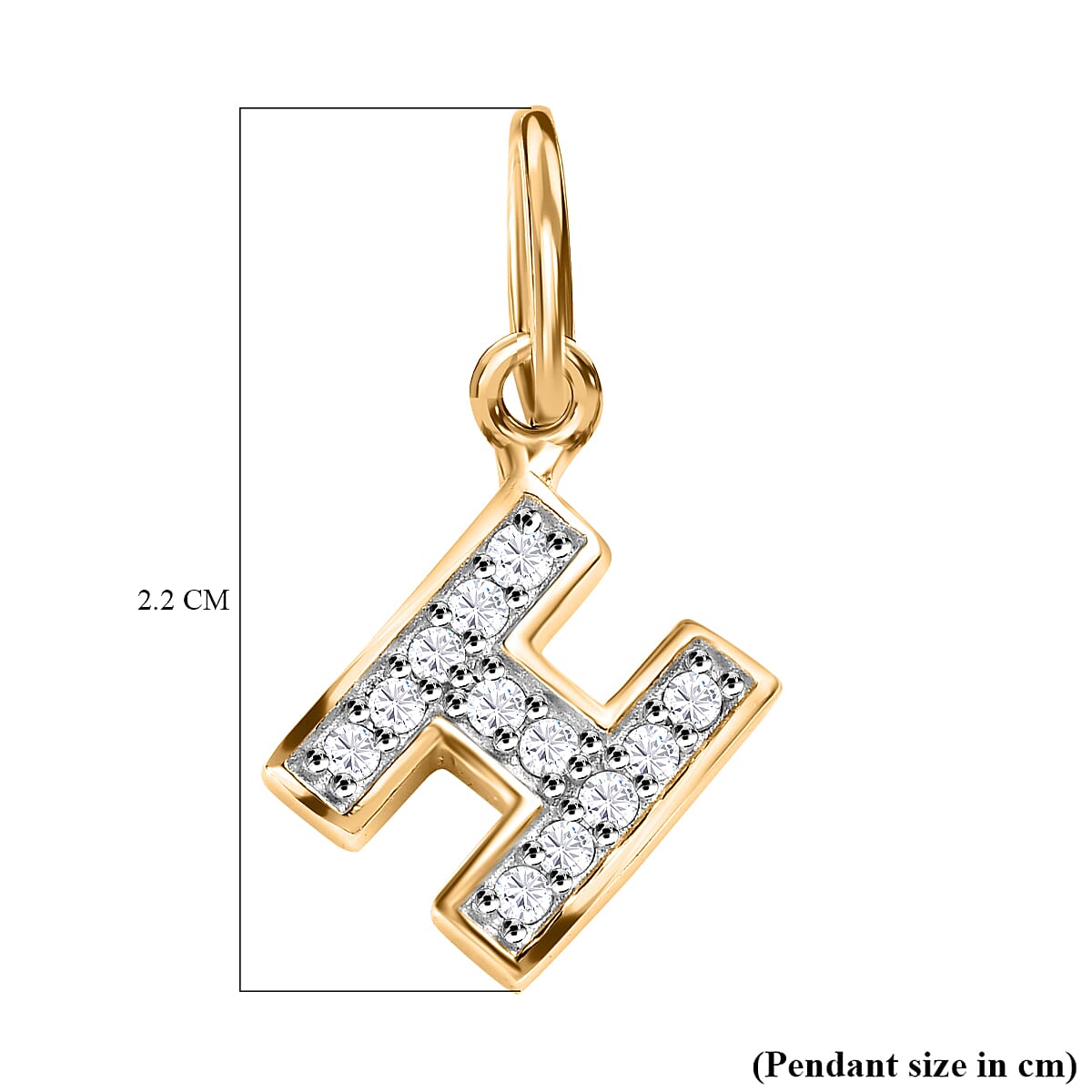 Diamond Initial H Pendant in 18K Vermeil Yellow Gold Plated Sterling Silver 0.17 Ct