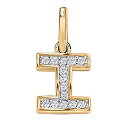 Diamond Initial S Pendant in 18K Vermeil Yellow Gold Plated Sterling Silver 0.15 Ct