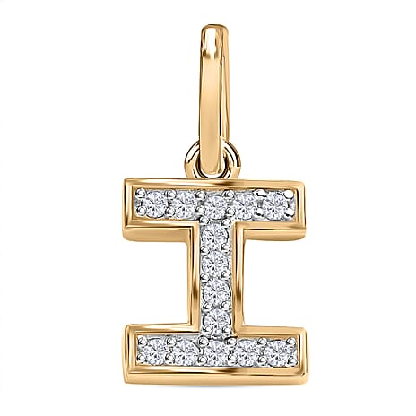 Diamond Initial Z Pendant in 18K Vermeil Yellow Gold Plated Sterling Silver 0.17 Ct